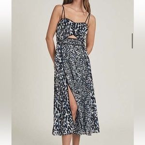 Reiss Blue Patterned Strappy Cut Out Midi dress